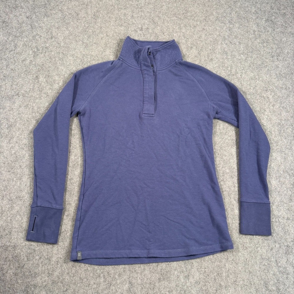 Free‎ Fly Blue Bamboo Thermal Fleece 1/4 Snap Pullover Women's Size Small